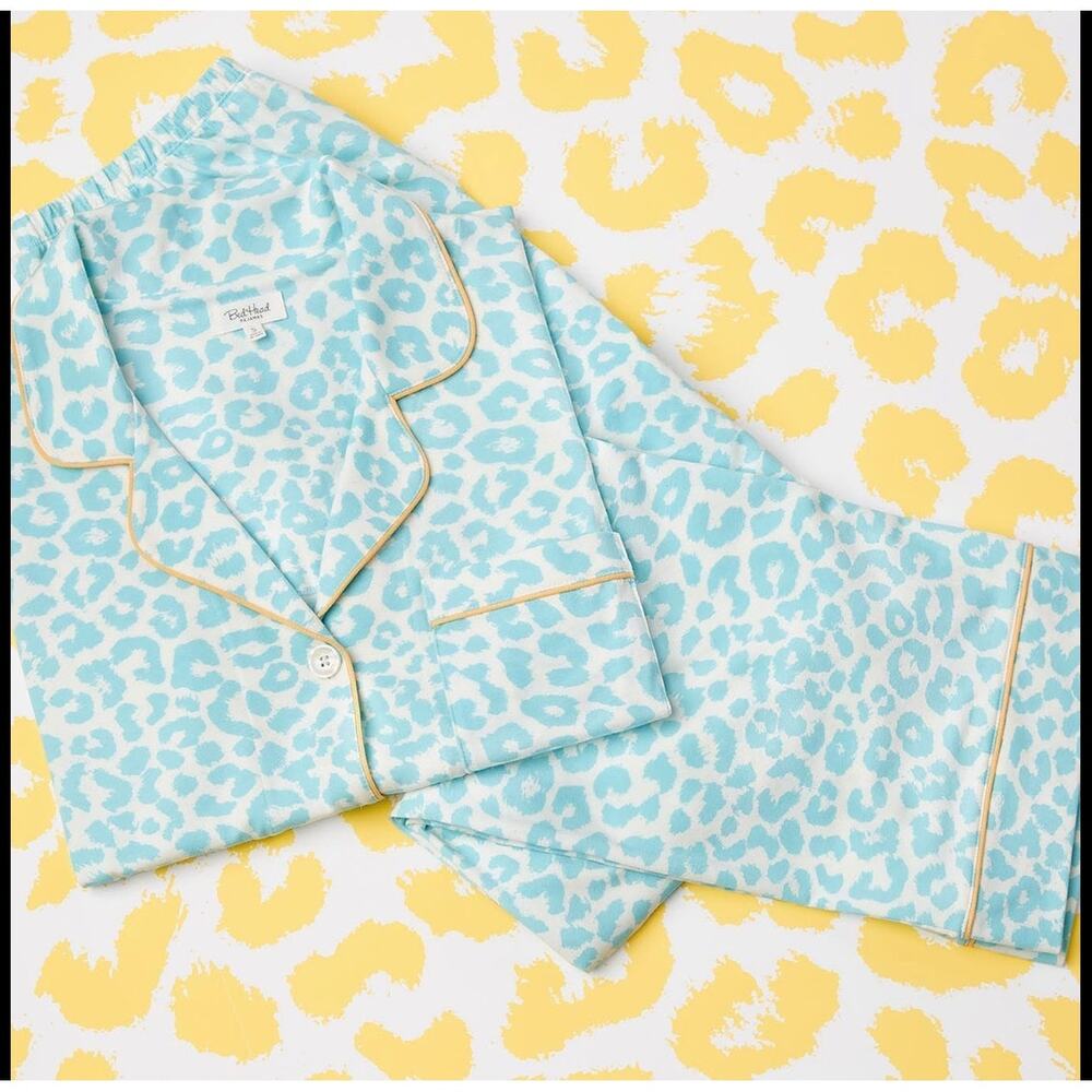 NWT Bedhead Turquoises Animal Print 100% Cotton L/S, Long Pajama Set Size Small - Picture 2 of 8